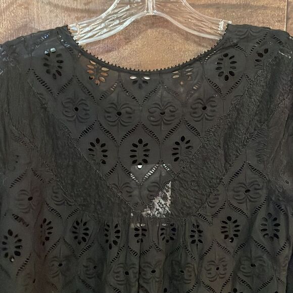 Anthropologie Fleur Wood Black Lace Top with 3/4 Sleeves, NWT - Picture 7 of 10